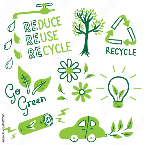 Go Green icon in doodle style