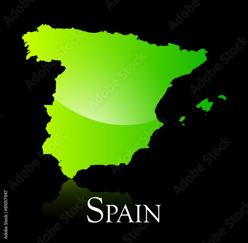 Spain green shiny map