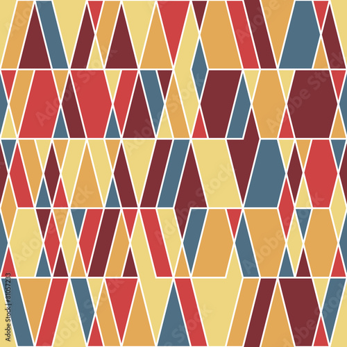 Vintage seamless pattern with rhombuses and triangles.