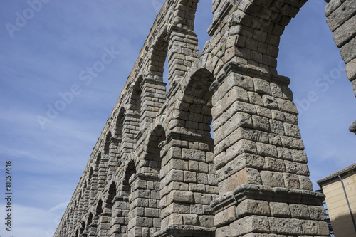 Roman aqueduct of segovia. architectural monument declared patri