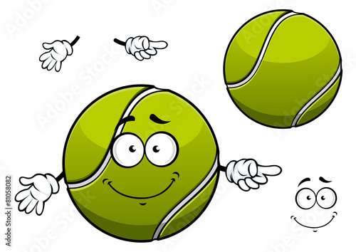 Cheerful green tennis ball cartoon character