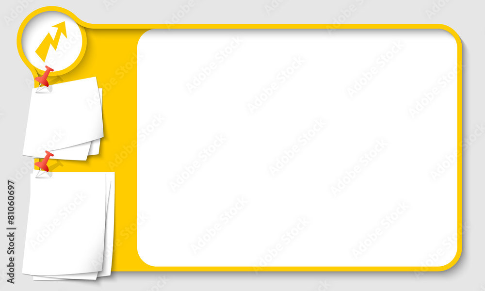 Yellow abstract frame for your text with flash and papers for r Yellow abstract frame for your text with flash and papers for r