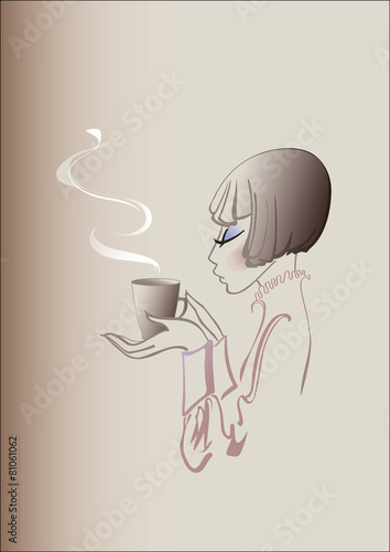 Girl with a cup of hot beverage