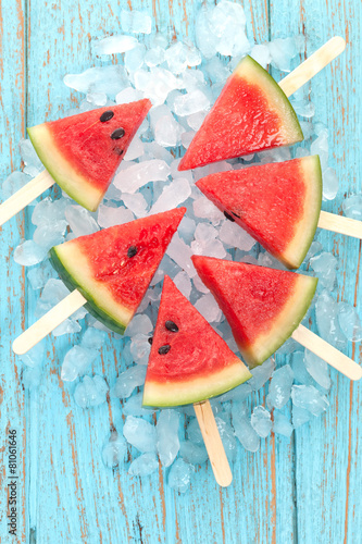 watermelon popsicle yummy fresh summer fruit dessert wood teak