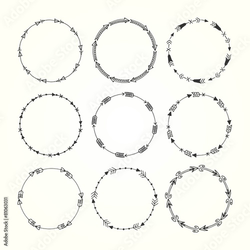 vintage hand drawn decorative frames made of arrow elements