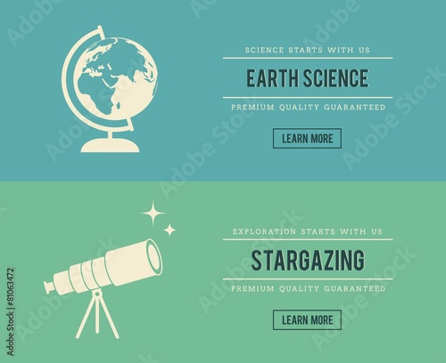 set of vintage science related banners