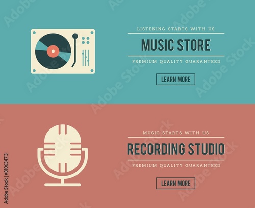 set of vintage music related banners