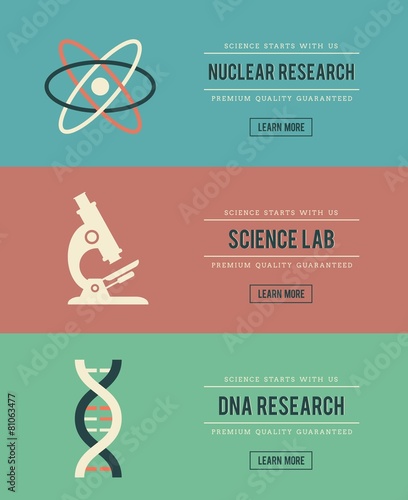 set of vintage science related banners