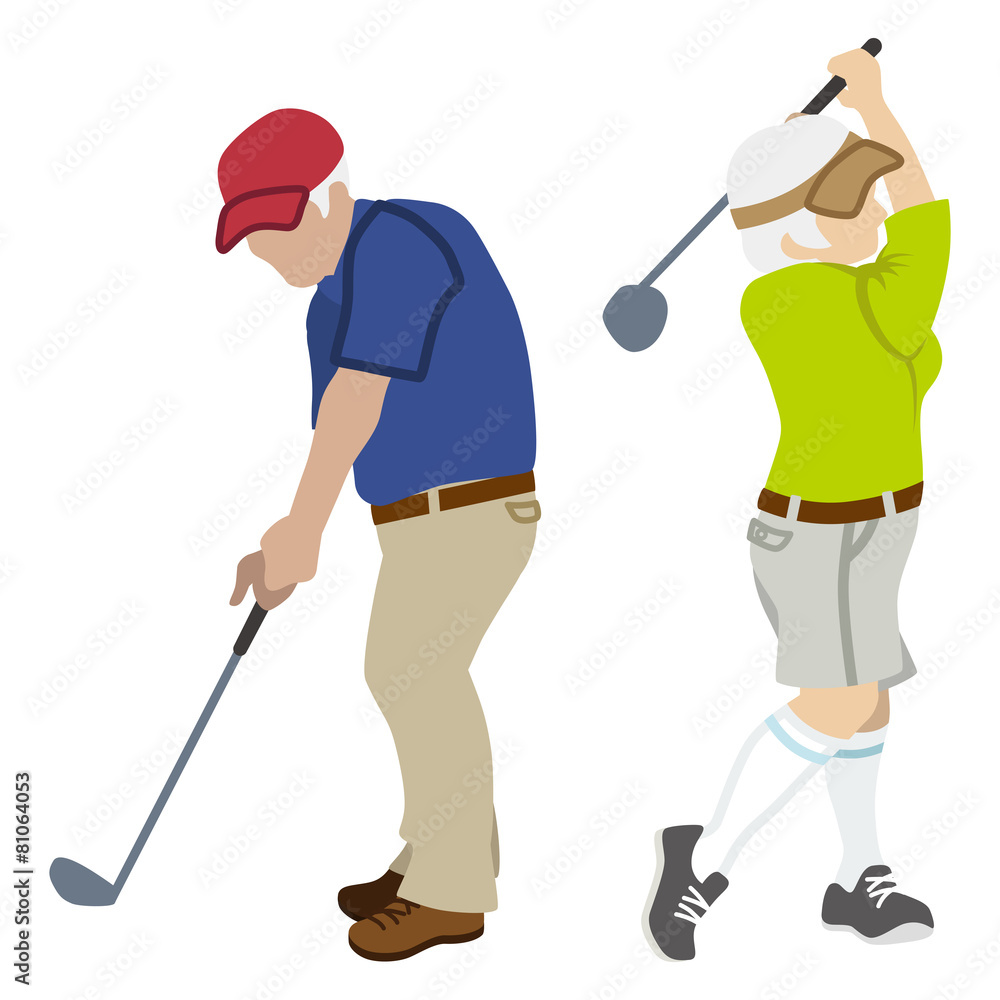 Active Senior Couple ,Playing Golf Isolated Active Senior Couple ,Playing Golf Isolated