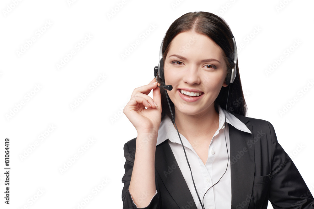 Smiling attractive woman with headphone Smiling attractive woman with headphone