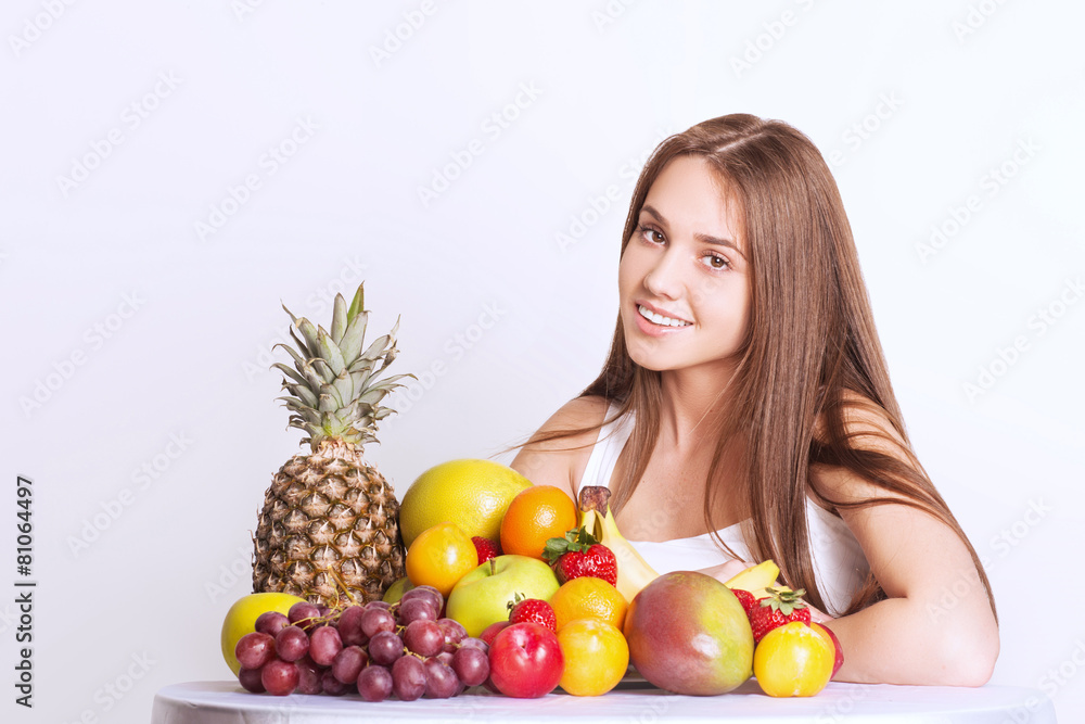 woman with fruit woman with fruit