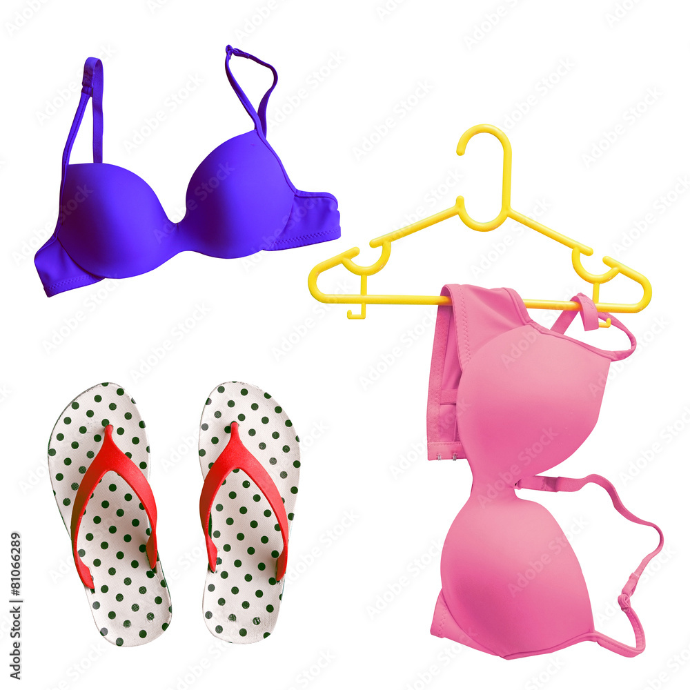 Summer Concept with Bikini and Flip Flop Sandals