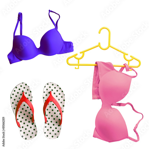 Summer Concept with Bikini and Flip Flop Sandals