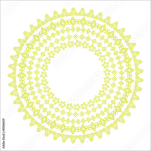 Monochromatic Ethnic Round Ornamental Vector Illustration
