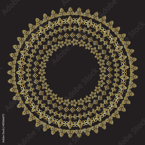 Monochromatic Ethnic Round Ornamental Vector Illustration