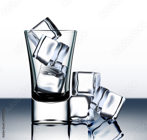 Vector shot glass with ice