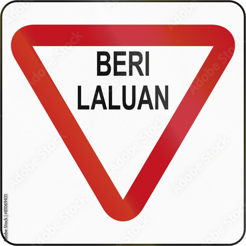 Free Download Bruneian traffic sign: Beri laluan/Give way! - GFXLoad