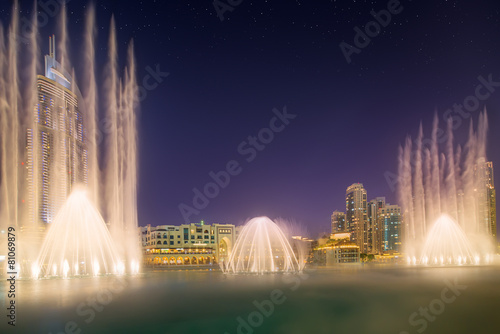 The dancing fountain Burj Khalifa in Dubai  UAE