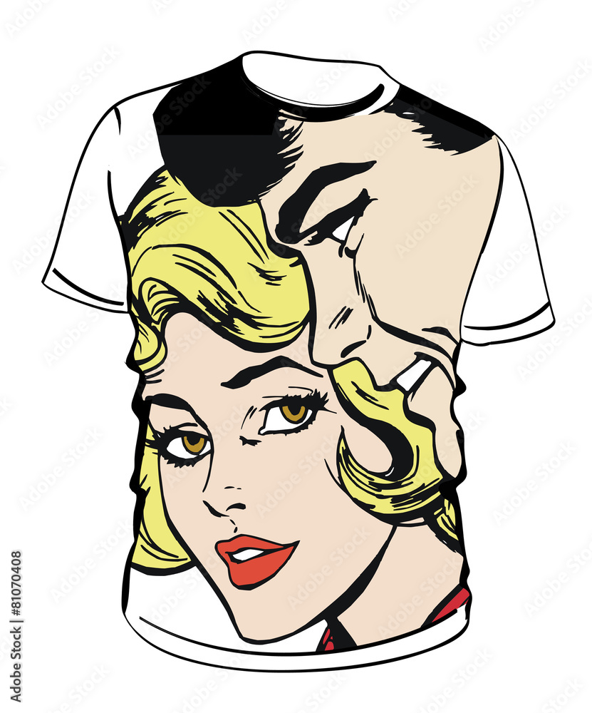 Fototapeta premium Ilustración camiseta con una pareja de enamorados
