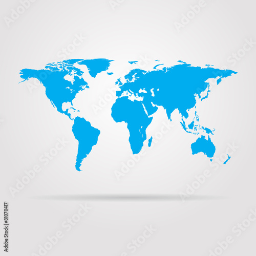 Earth blue map with shadow vector illustration