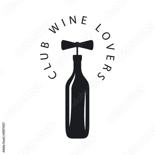 vector logo bottle of wine with corkscrew