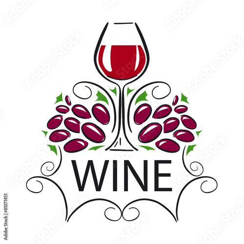 vector logo glass of wine and grapes