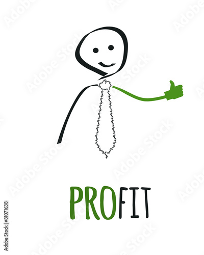 Professional cartoon businessman likes the profit