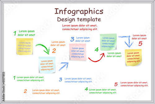 Infographic report template with board and stickers. Vector