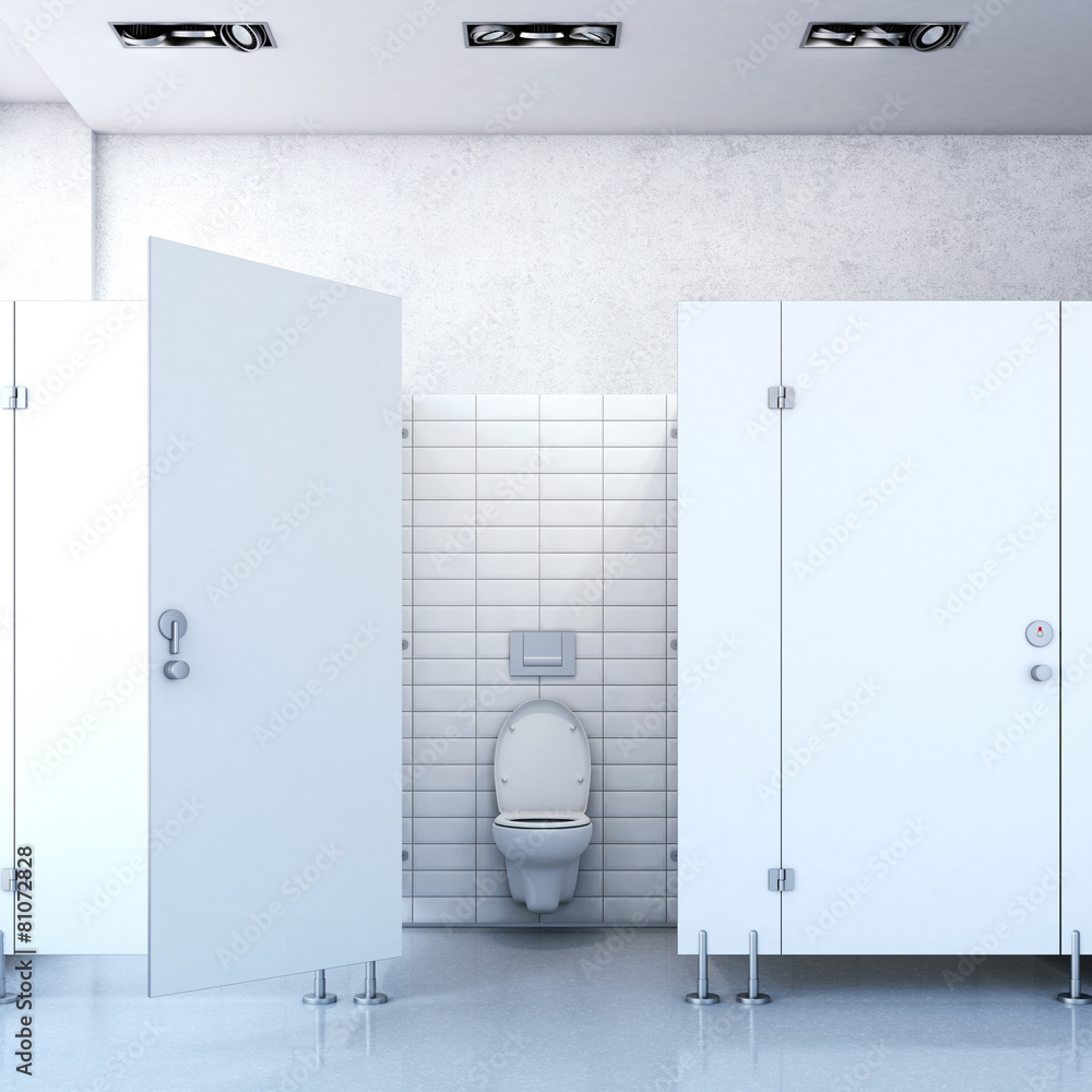 Public toilet cubicle. 3d rendering Stock Illustration | Adobe Stock