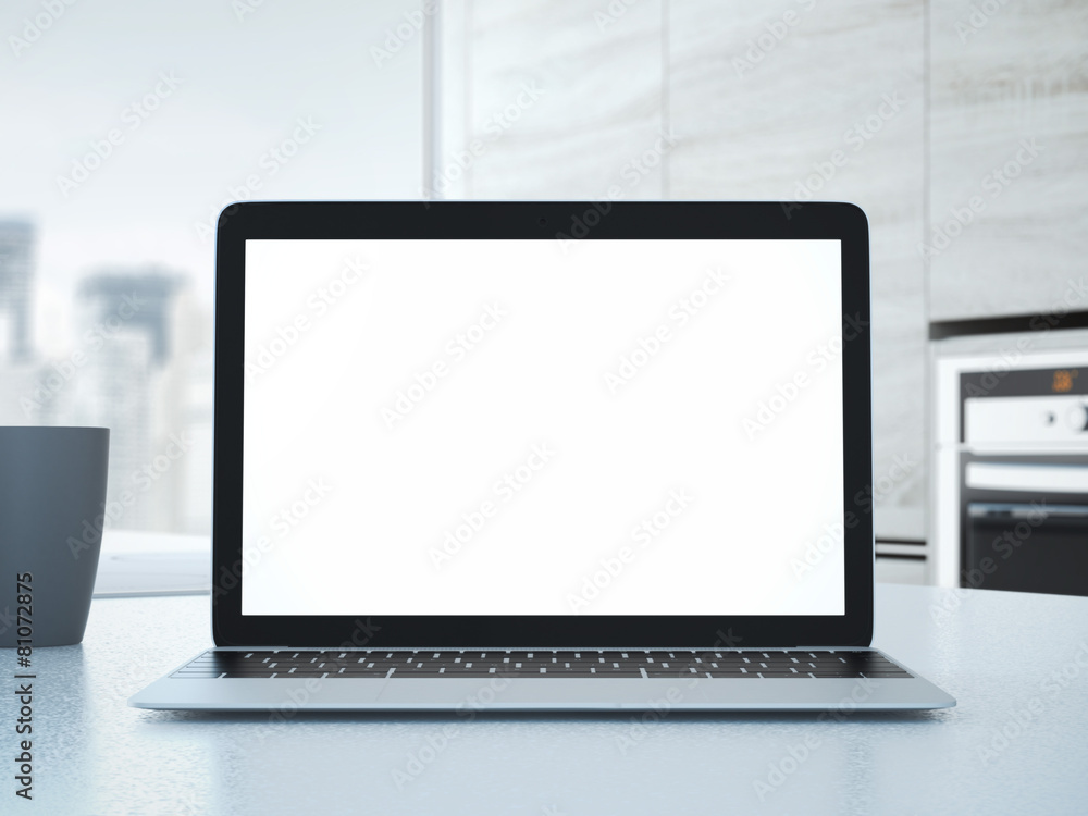 Laptop on the table. 3d rendering Laptop on the table. 3d rendering