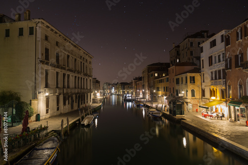 Buildings and the Lagoon in Venice at night