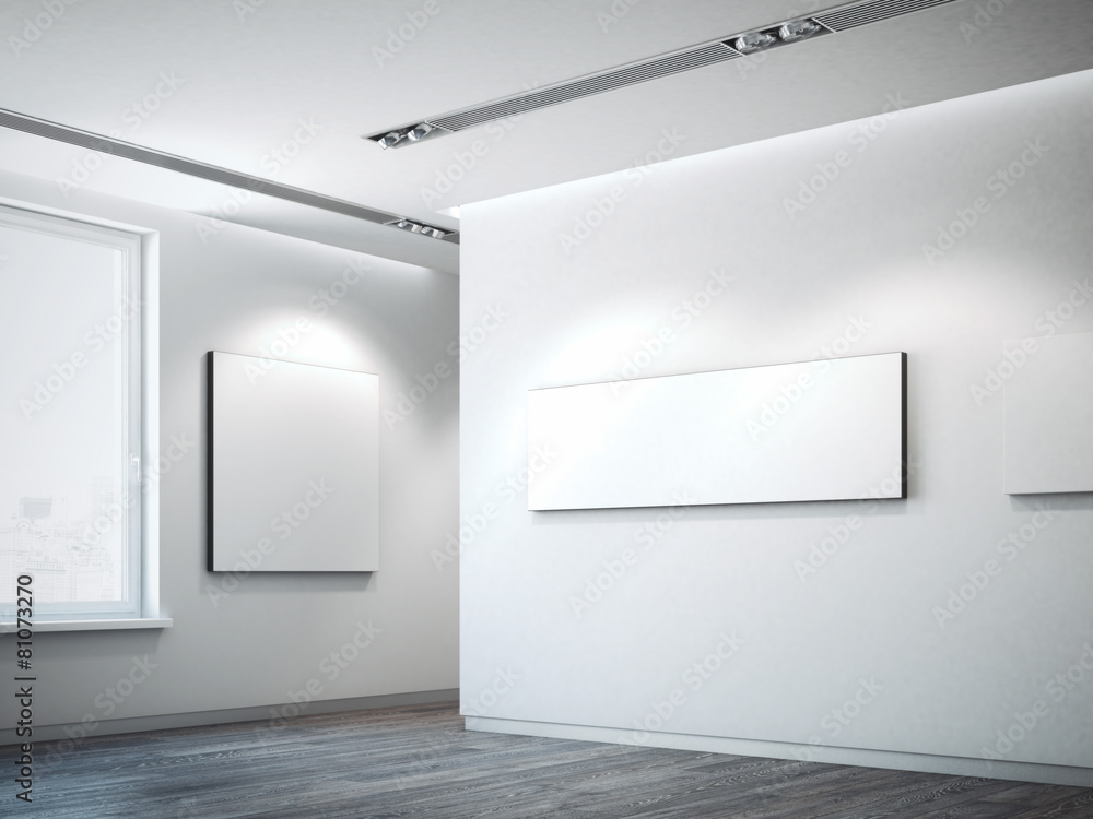 White canvas on a white wall. 3d rendering White canvas on a white wall. 3d rendering