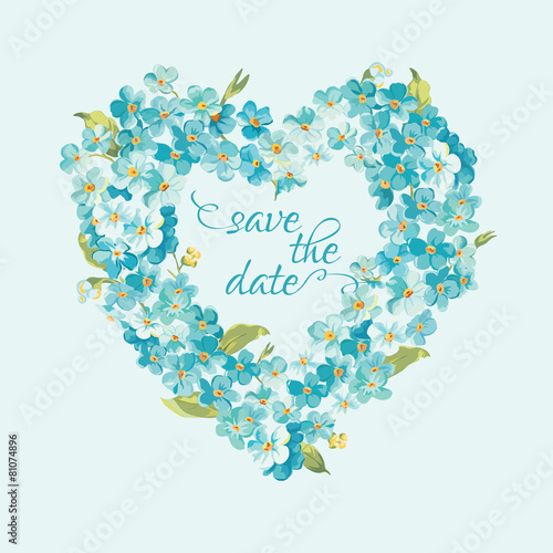 Wedding Invitation Card - Save the Date - Floral Retro Card