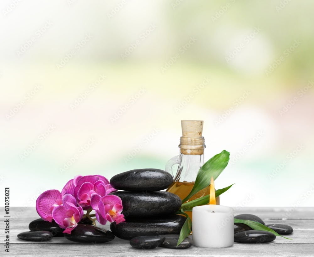 Alternative. Zen basalt stones and orchid Alternative. Zen basalt stones and orchid