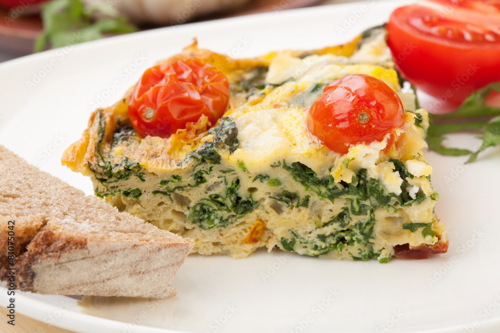 One Piece of Kale Tomato Frittata