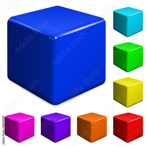 Multicolored plastic cubes