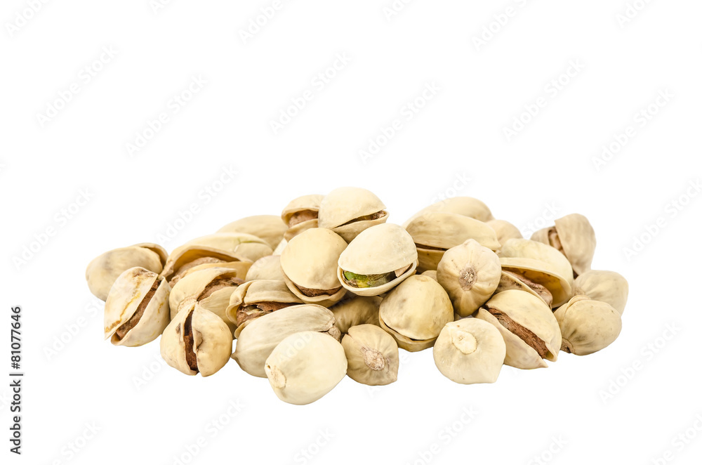 Group of pistachios closeup isolated on white Group of pistachios closeup isolated on white
