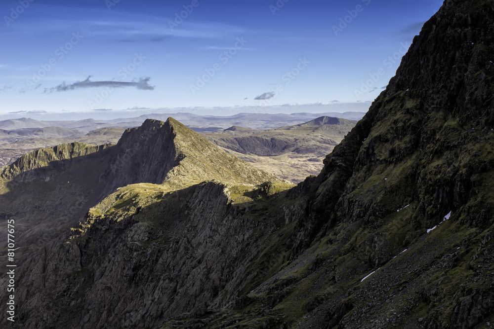 Photo of the summit of Mount Snowdon. National park of Snowdonia