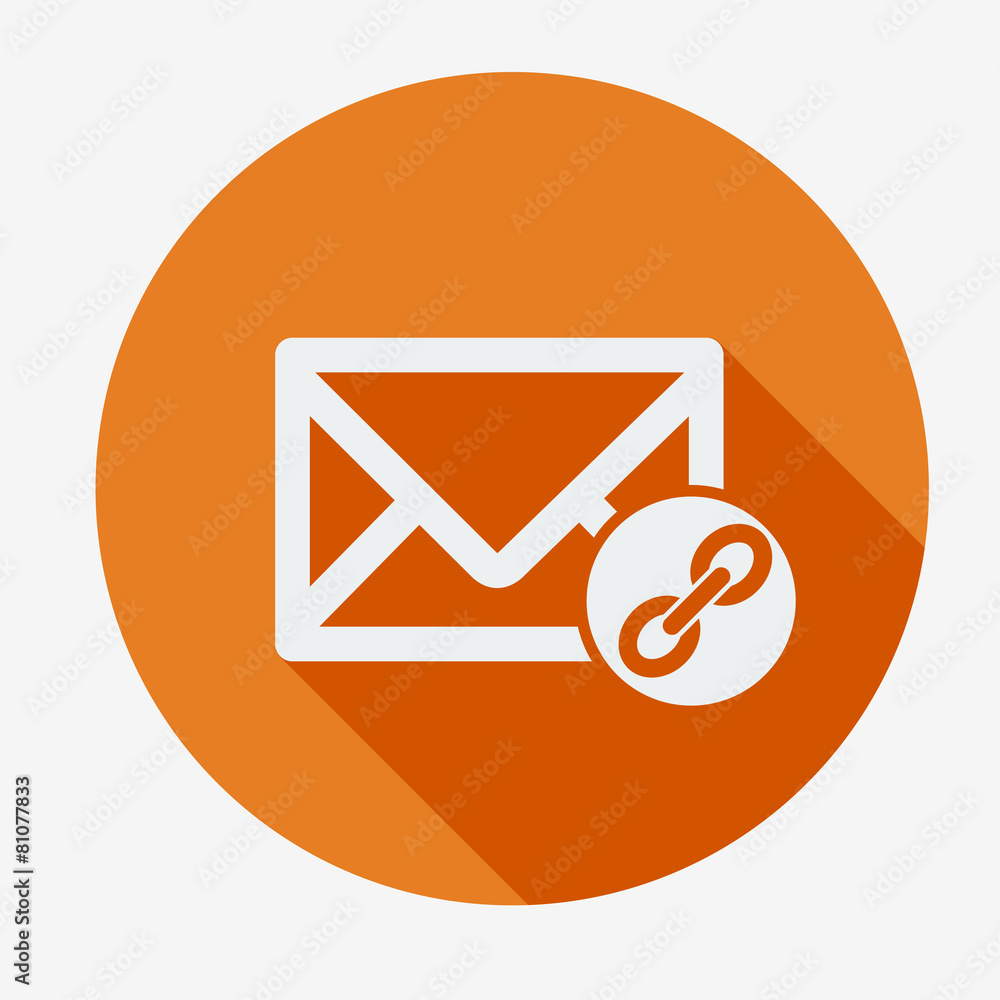 Mail icon, envelope with chain. Flat design vector illustration Mail icon, envelope with chain. Flat design vector illustration