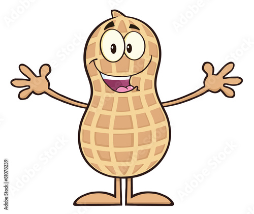 Funny Peanut Cartoon Character Wanting For Hug