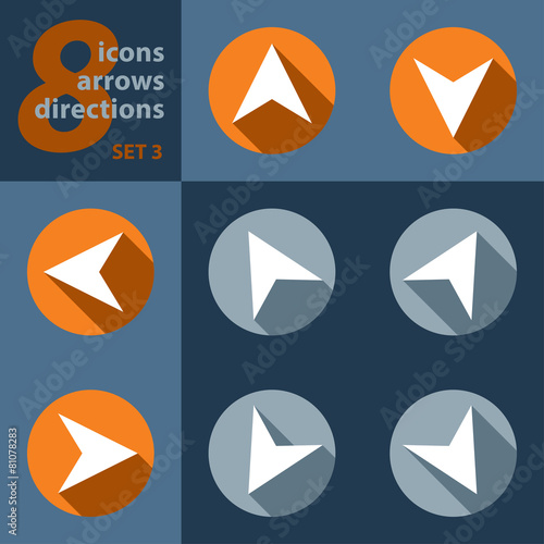 set of eight icons with arrows in all eight directions