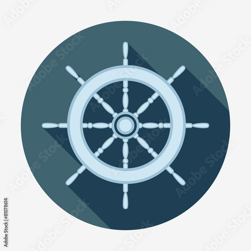Pirate icon, helm of ship. Flat design vector illustration.