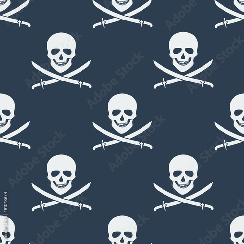 Seamless pattern with jolly roger. Vector illustration.