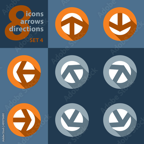 set of eight icons with arrows in all eight directions