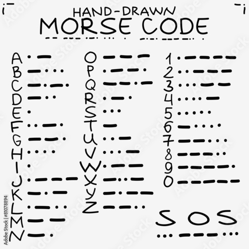 Hand-drawn doodle sketch. International Morse code isolated on