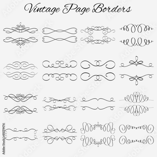 Set of vector borders. Hand-drawn calligraphic and typographic