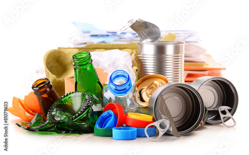 Принти на полотні Recyclable garbage consisting of glass, plastic, metal and paper