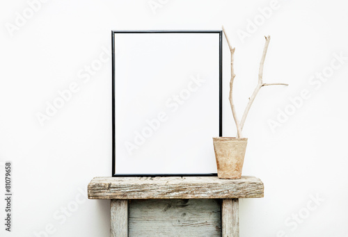 Black frame with place for text. Mock up.  Hipster design