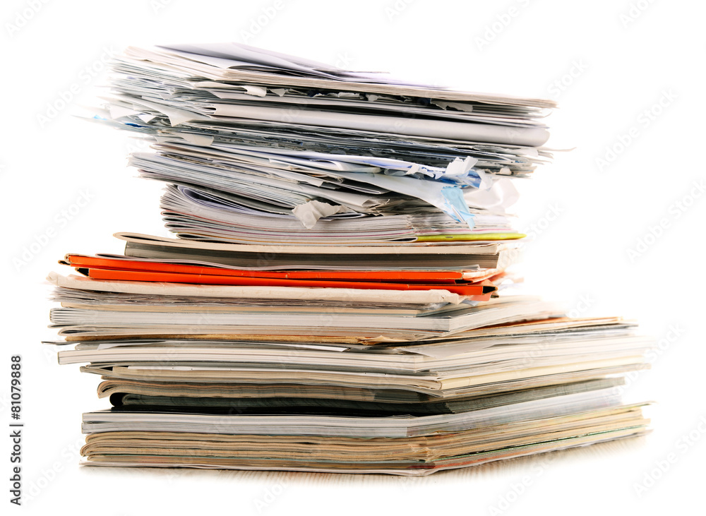 Stack of recycling paper isolated on white Stack of recycling paper isolated on white
