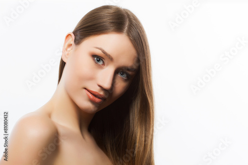 Beautiful woman on light background